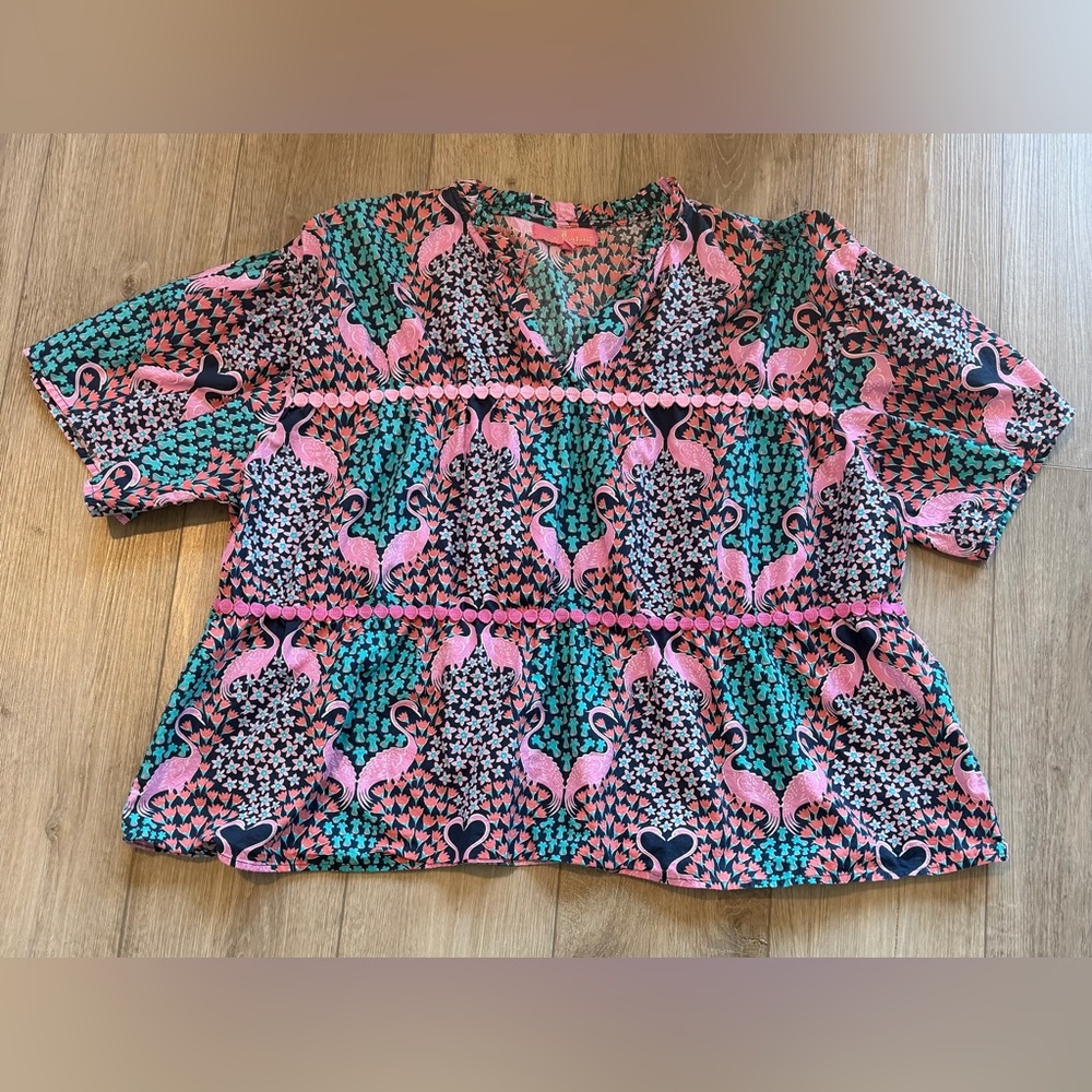Simply Southern Tropical Flamingo Top size XLarge